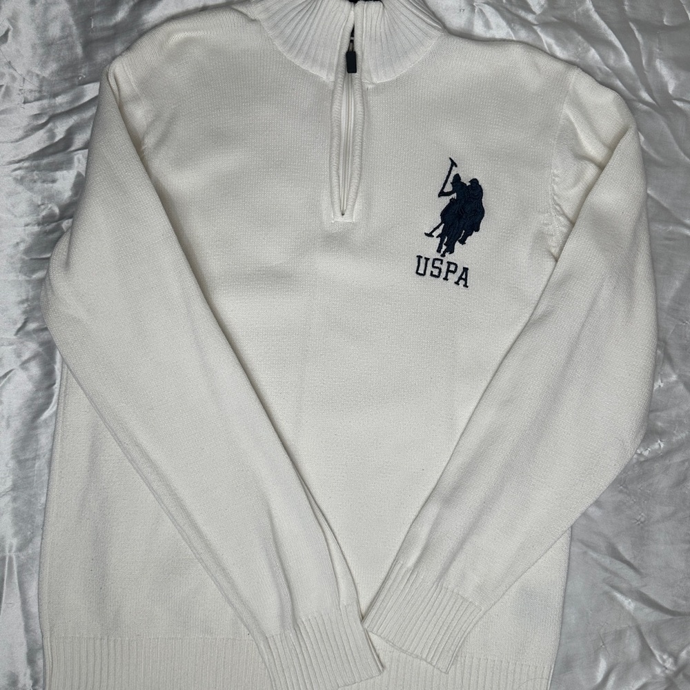 U.S. Polo Assn. White Zip Up Sweater
